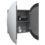vidaXL Dulap de baie cu oglindă rotundă și LED, gri, 54x54x17,5 cm vidaXL Dulap de baie cu oglindă rotundă și LED, gri, 54x54x17,5 cm