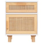 vidaXL Noptiere, 2 buc., alb, lemn masiv de pin și ratan natural vidaXL Noptiere, 2 buc., alb, lemn masiv de pin și ratan natural