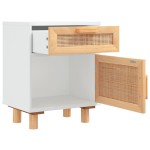 vidaXL Noptiere, 2 buc., alb, lemn masiv de pin și ratan natural vidaXL Noptiere, 2 buc., alb, lemn masiv de pin și ratan natural