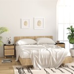 vidaXL Noptiere, 2 buc., alb, lemn masiv de pin și ratan natural vidaXL Noptiere, 2 buc., alb, lemn masiv de pin și ratan natural