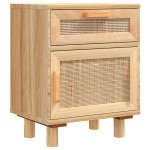 vidaXL Noptiere, 2 buc., maro, lemn masiv de pin și ratan natural vidaXL Noptiere, 2 buc., maro, lemn masiv de pin și ratan natural
