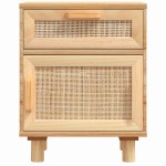 vidaXL Noptiere, 2 buc., maro, lemn masiv de pin și ratan natural vidaXL Noptiere, 2 buc., maro, lemn masiv de pin și ratan natural