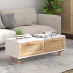 vidaXL Măsuță de cafea alb 80x40x30cm lemn prelucrat&lemn masiv pin vidaXL Măsuță de cafea alb 80x40x30cm lemn prelucrat&lemn masiv pin