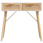 vidaXL Masă consolă alb 80x30x75 cm lemn masiv pin și ratan natural vidaXL Masă consolă alb 80x30x75 cm lemn masiv pin și ratan natural