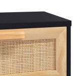 vidaXL Masă consolă negru 80x30x75 cm lemn masiv pin și ratan natural vidaXL Masă consolă negru 80x30x75 cm lemn masiv pin și ratan natural
