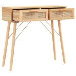 vidaXL Masă consolă maro 80x30x75 cm lemn masiv pin și ratan natural vidaXL Masă consolă maro 80x30x75 cm lemn masiv pin și ratan natural