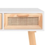 vidaXL Masă consolă alb 105x30x75 cm lemn masiv pin și ratan natural vidaXL Masă consolă alb 105x30x75 cm lemn masiv pin și ratan natural