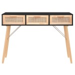 vidaXL Masă consolă negru 105x30x75 cm lemn masiv pin și ratan natural vidaXL Masă consolă negru 105x30x75 cm lemn masiv pin și ratan natural