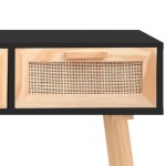 vidaXL Masă consolă negru 105x30x75 cm lemn masiv pin și ratan natural vidaXL Masă consolă negru 105x30x75 cm lemn masiv pin și ratan natural