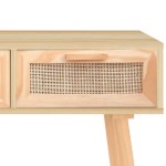 vidaXL Masă consolă maro 105x30x75 cm lemn masiv pin și ratan natural
