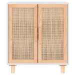 vidaXL Servantă, alb, 60x30x70 cm, lemn masiv pin și ratan natural
