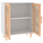 vidaXL Servantă, alb, 60x30x70 cm, lemn masiv pin și ratan natural