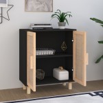 vidaXL Servantă, negru, 60x30x70 cm, lemn masiv pin și ratan natural vidaXL Servantă, negru, 60x30x70 cm, lemn masiv pin și ratan natural