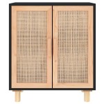 vidaXL Servantă, negru, 60x30x70 cm, lemn masiv pin și ratan natural vidaXL Servantă, negru, 60x30x70 cm, lemn masiv pin și ratan natural
