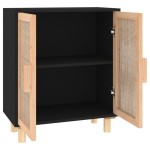 vidaXL Servantă, negru, 60x30x70 cm, lemn masiv pin și ratan natural vidaXL Servantă, negru, 60x30x70 cm, lemn masiv pin și ratan natural