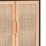 vidaXL Servantă, negru, 60x30x70 cm, lemn masiv pin și ratan natural vidaXL Servantă, negru, 60x30x70 cm, lemn masiv pin și ratan natural