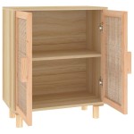 vidaXL Servantă, maro, 60x30x70 cm, lemn masiv pin și ratan natural