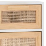 vidaXL Servantă, alb, 60x30x75 cm, lemn masiv pin și ratan natural