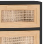 vidaXL Servantă, negru, 60x30x75 cm, lemn masiv pin și ratan natural vidaXL Servantă, negru, 60x30x75 cm, lemn masiv pin și ratan natural