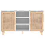 vidaXL Servantă, alb, 105x30x60 cm, lemn masiv pin și ratan natural