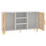 vidaXL Servantă, alb, 105x30x60 cm, lemn masiv pin și ratan natural