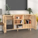 vidaXL Servantă, maro, 105x30x60 cm, lemn masiv pin și ratan natural