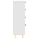 vidaXL Servantă, alb, 40x30x90 cm, lemn masiv pin și ratan natural