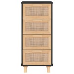 vidaXL Servantă, negru, 40x30x90 cm, lemn masiv pin și ratan natural vidaXL Servantă, negru, 40x30x90 cm, lemn masiv pin și ratan natural