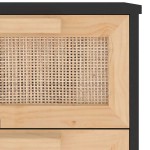 vidaXL Servantă, negru, 40x30x90 cm, lemn masiv pin și ratan natural vidaXL Servantă, negru, 40x30x90 cm, lemn masiv pin și ratan natural