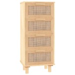 vidaXL Servantă, maro, 40x30x90 cm, lemn masiv pin și ratan natural