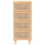 vidaXL Servantă, maro, 40x30x90 cm, lemn masiv pin și ratan natural
