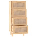 vidaXL Servantă, maro, 40x30x90 cm, lemn masiv pin și ratan natural
