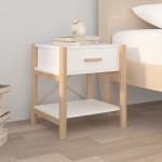 vidaXL Noptiere, 2 buc., alb, 42x38x45 cm, lemn prelucrat