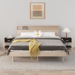 vidaXL Noptiere, 2 buc., negru, 42x38x45 cm, lemn compozit vidaXL Noptiere, 2 buc., negru, 42x38x45 cm, lemn compozit