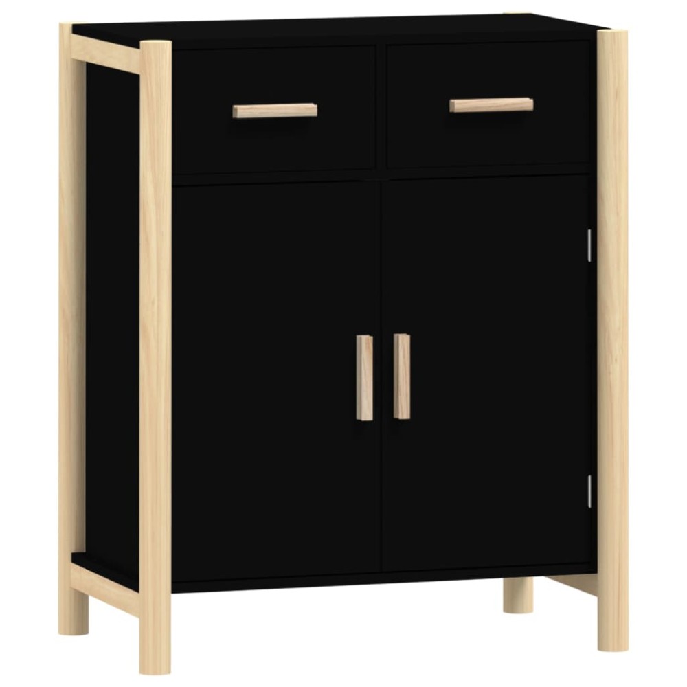 vidaXL Servantă, negru, 62x38x75 cm, lemn prelucrat