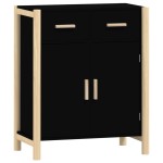 vidaXL Servantă, negru, 62x38x75 cm, lemn prelucrat