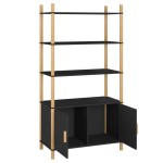 vidaXL Dulap înalt, negru, 80x40x153 cm, lemn prelucrat