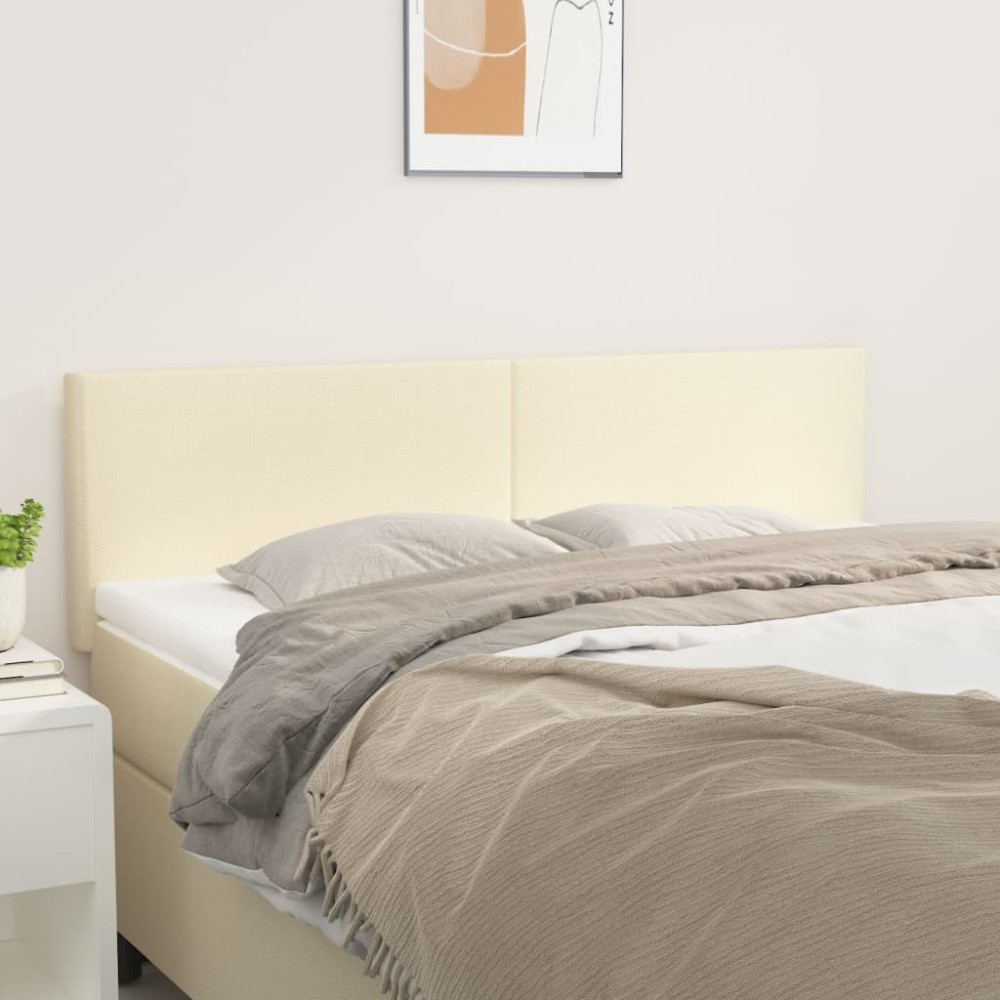 vidaXL Tăblii de pat, 2 buc., crem, 72x5x78/88 cm, piele ecologică