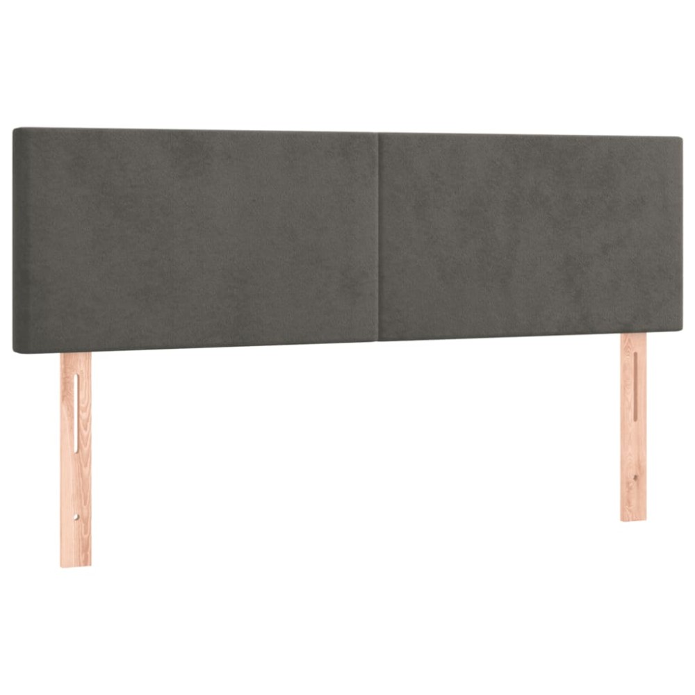 vidaXL Tăblii de pat, 2 buc., gri închis, 72x5x78/88 cm, catifea