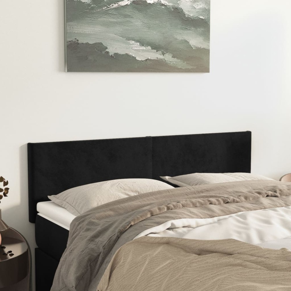 vidaXL Tăblii de pat, 2 buc., negru, 72x5x78/88 cm, catifea