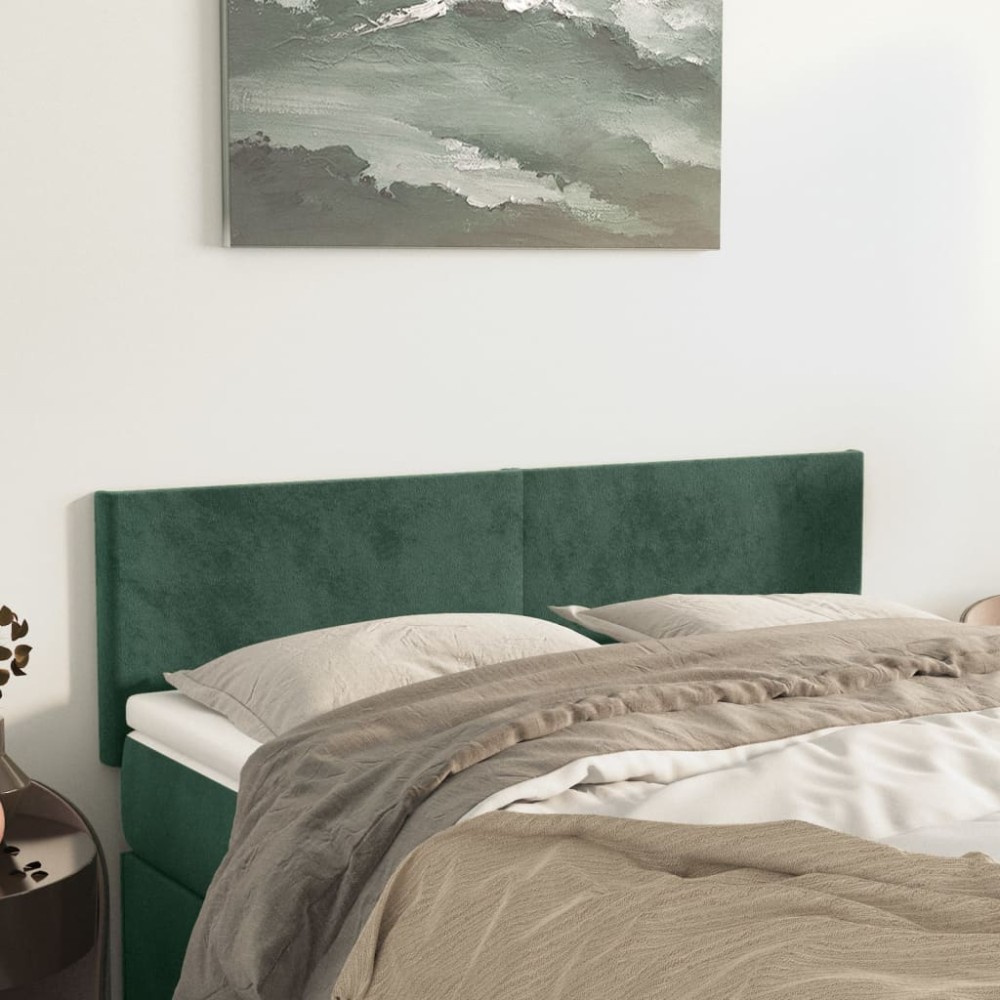 vidaXL Tăblii de pat, 2 buc., verde închis, 72x5x78/88 cm, catifea