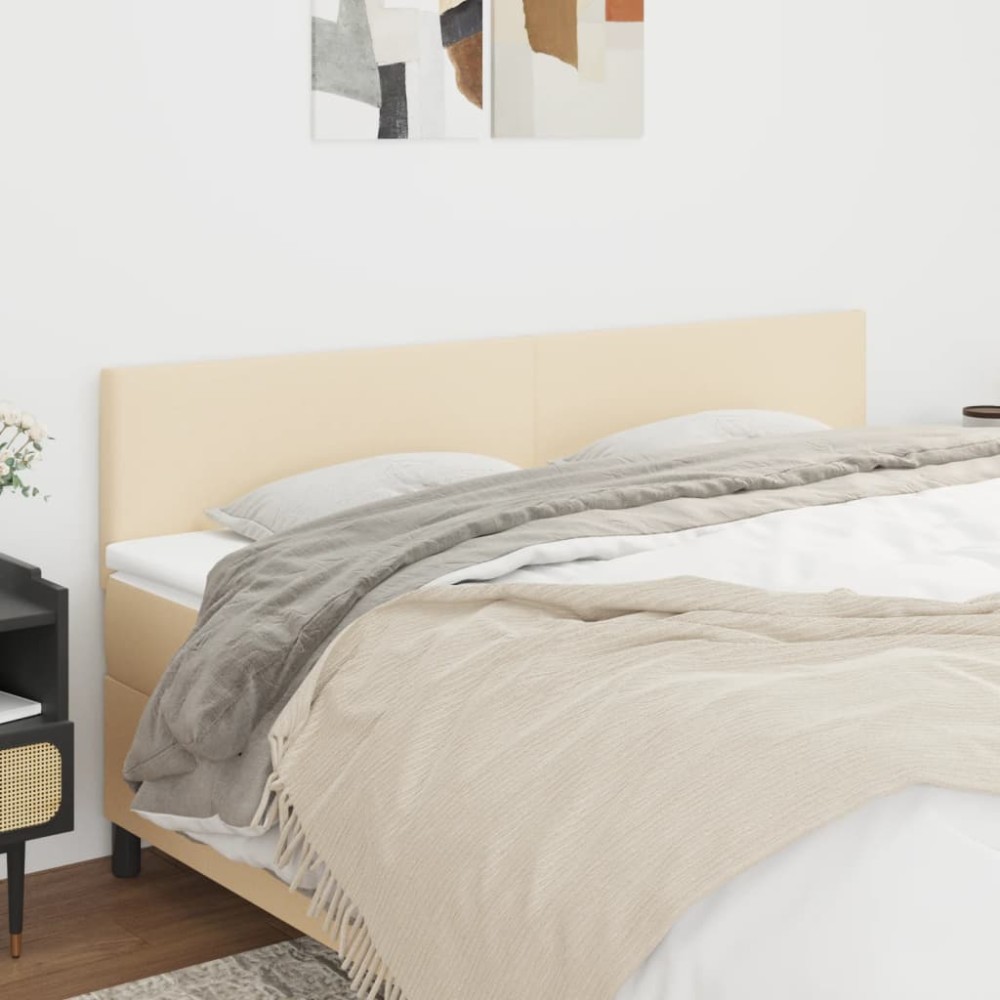 vidaXL Tăblii de pat, 2 buc, crem, 80x5x78/88 cm, textil