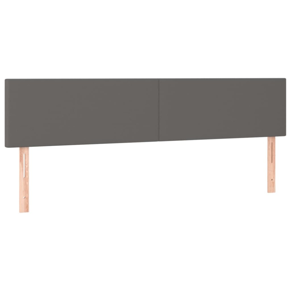 vidaXL Tăblii de pat, 2 buc, gri, 90x5x78/88 cm, piele ecologică
