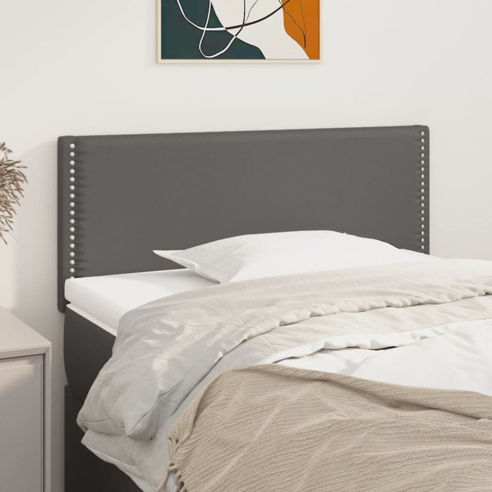 vidaXL Tăblie de pat, gri, 90x5x78/88 cm, piele ecologică