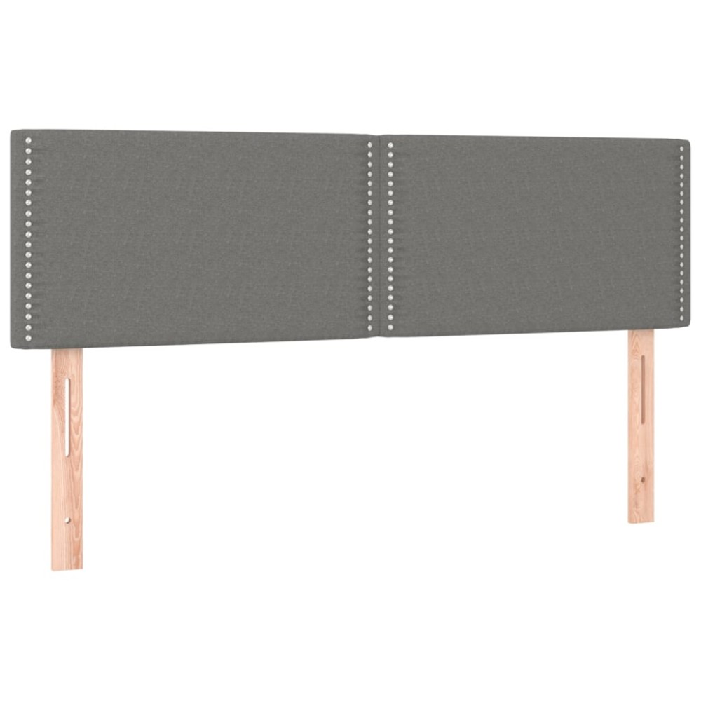 vidaXL Tăblii de pat, 2 buc., gri închis, 72x5x78/88 cm, textil