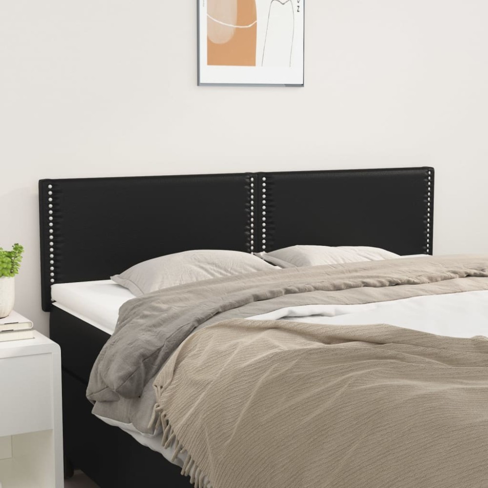 vidaXL Tăblii de pat, 2 buc., negru, 72x5x78/88 cm, piele ecologică