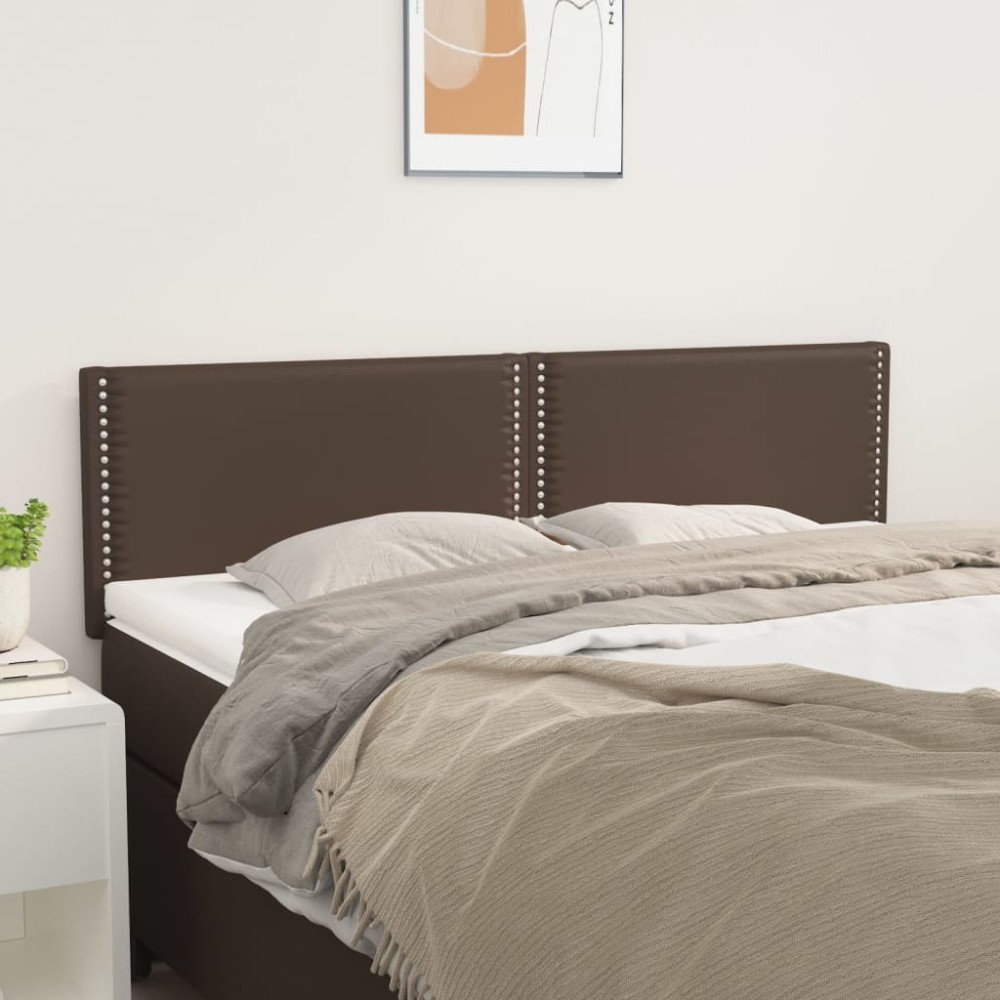 vidaXL Tăblii de pat, 2 buc., maro, 72x5x78/88 cm, piele ecologică