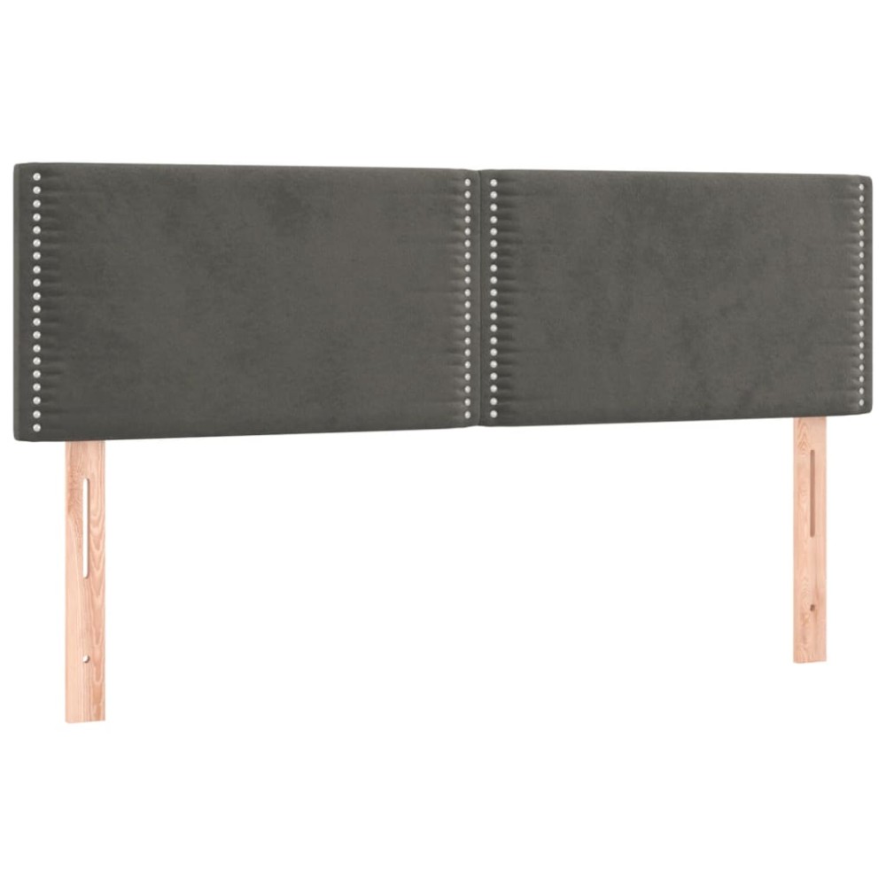 vidaXL Tăblii de pat, 2 buc., gri închis, 72x5x78/88 cm, catifea