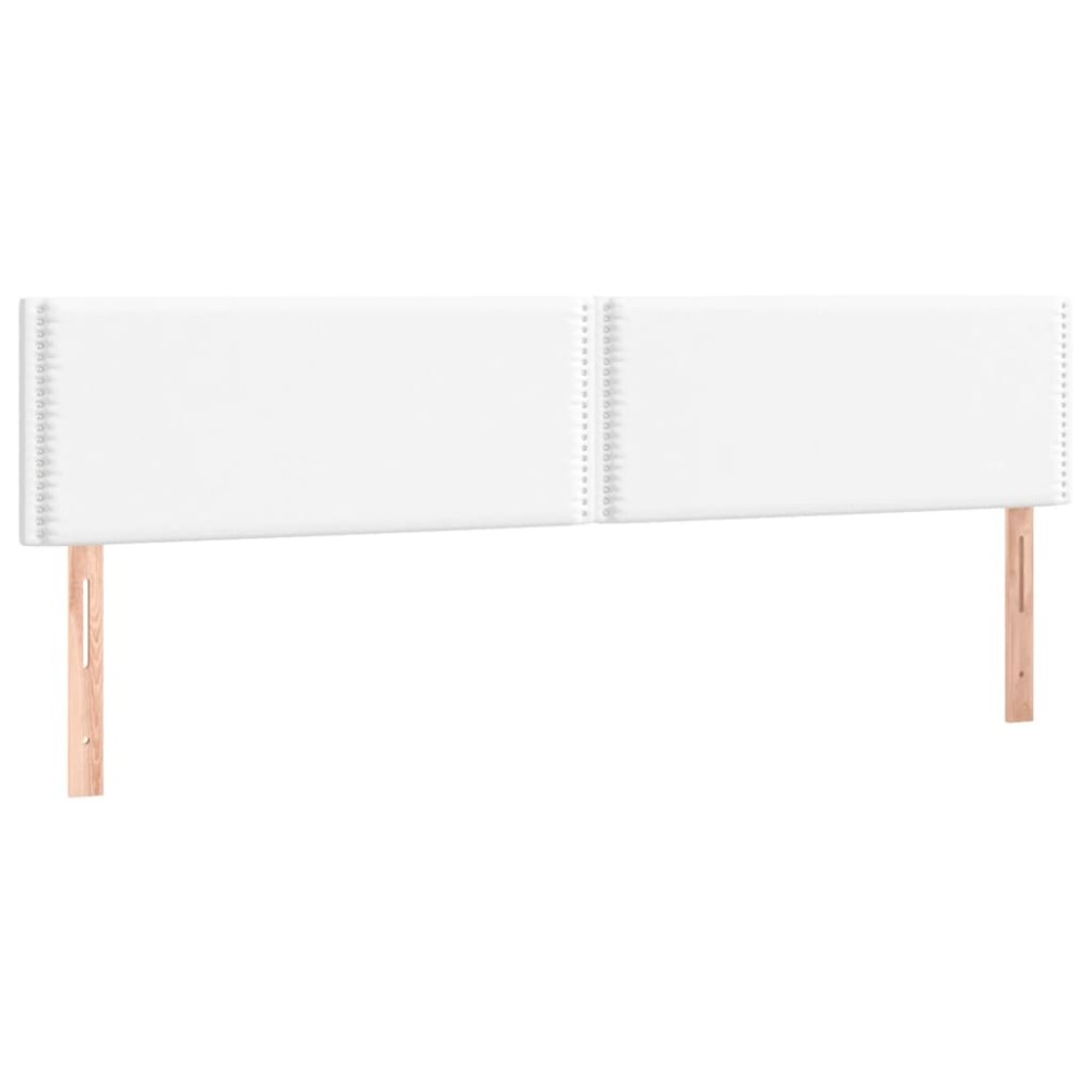 vidaXL Tăblii de pat, 2 buc, alb, 90x5x78/88 cm, piele ecologică