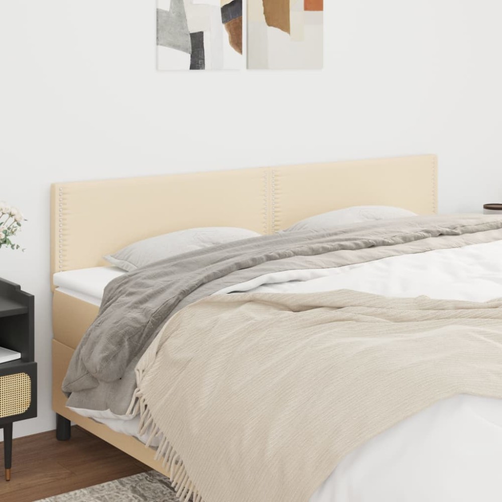 vidaXL Tăblii de pat, 2 buc, crem, 100x5x78/88 cm, textil